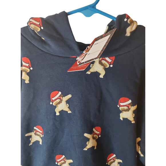 Denim + Flower Santa Pug Hooded Sweatshirt, NWT, Size 11/12 - Picture 2 of 6